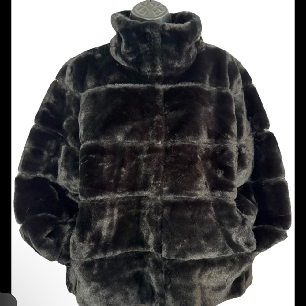 Luxurious Black Faux Fur Coat